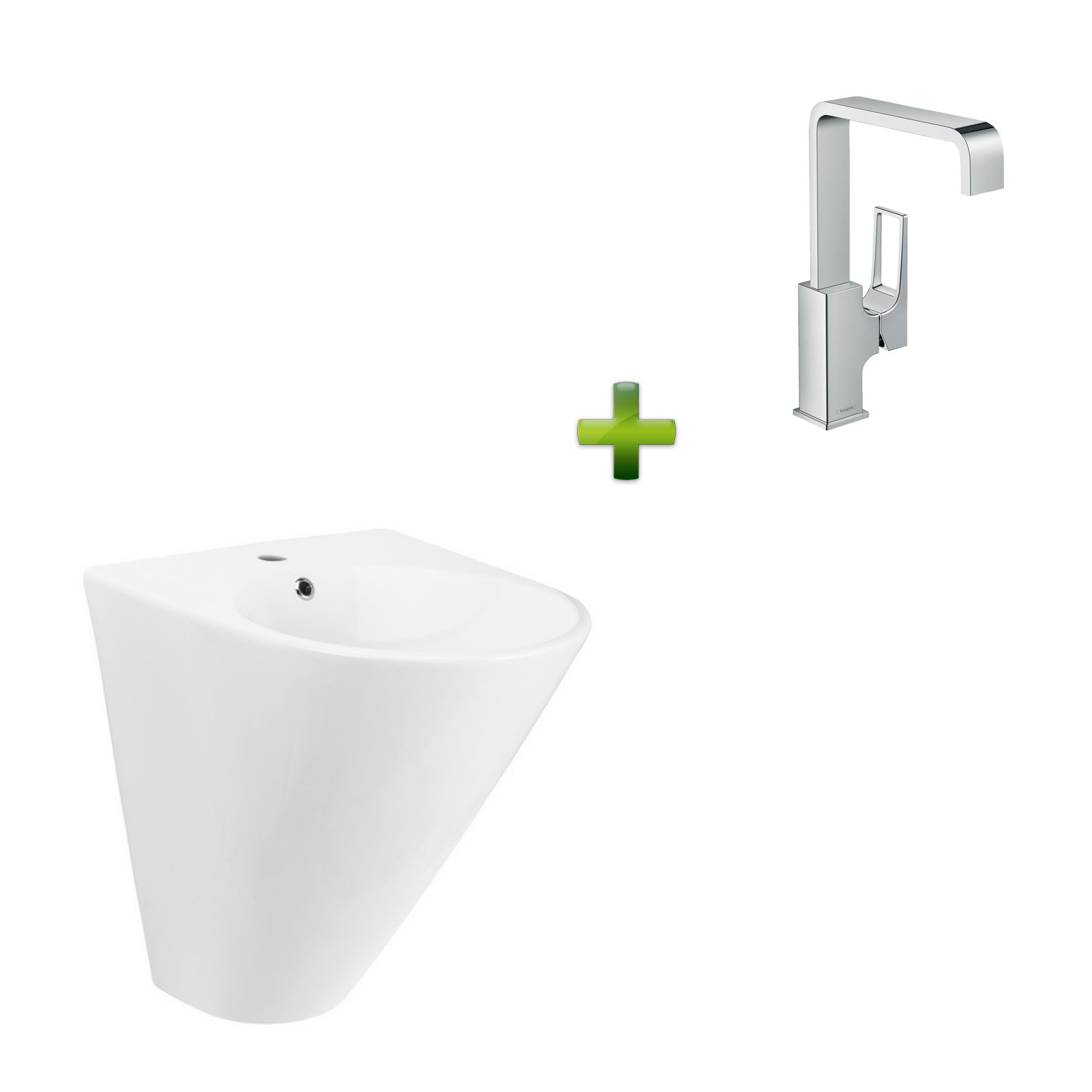 Умывальник Volle Oliva + Смеситель для умывальника Hansgrohe Metropol фото