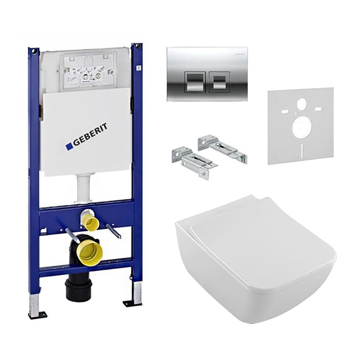 Комплект инсталляция с унитазом Geberit Duofix UP182 (458.168.21.1) + Villeroy&boch Legato Soft Close Slim DirectFlush (5663RS01) фото