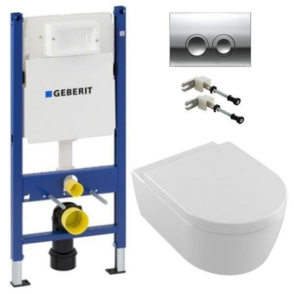 Набор инсталляция для унитаза Geberit Duofix с унитазом Villeroy&Boch Avento DirectFlush и сиденье Soft-Close (4585656HR) фото
