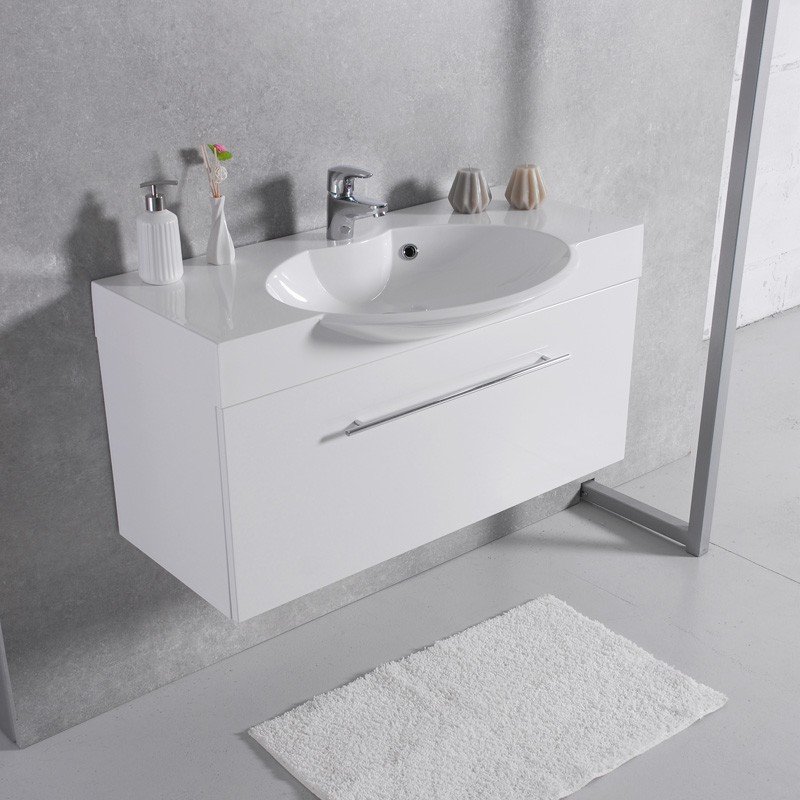 Умывальник с тумбой Fancy Marble Sumatra 980 белая (ШН-980 + 3410101) фото