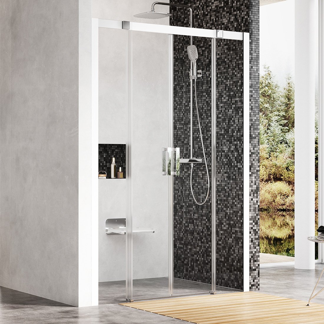 Душевые двери Ravak Matrix 160 см MSD4-160 белый transparent фото