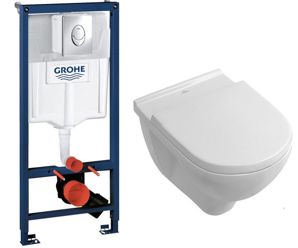 Комплект инсталляция для унитаза Grohe Rapid SL + унитаз Villeroy&Boch O.Novo + сидение Soft Close (5660H101+38721001) фото