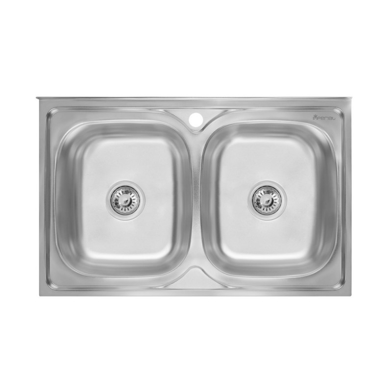 Кухонная мойка двухчашевая накладная Imperial 6080 Decor 08 (IMP6080DEC) фото