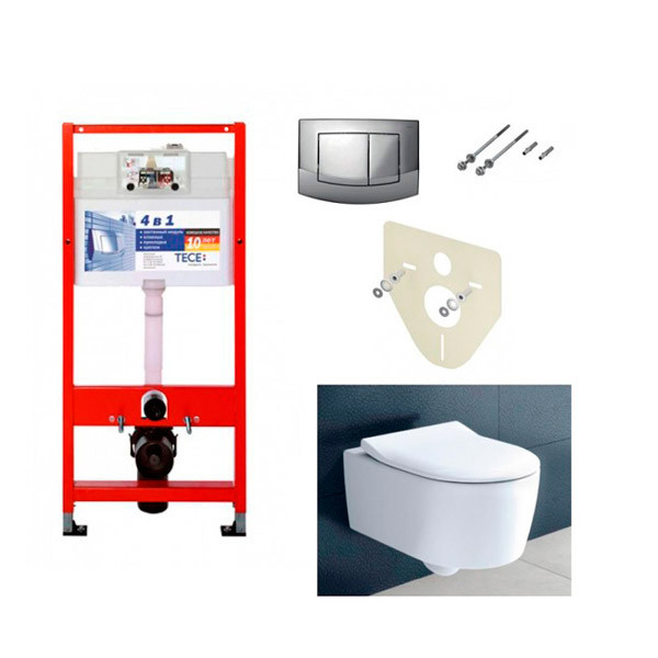 Комплект инсталляции TECE Base 4в1 9400005 + унитаз Villeroy&Boch Avento + сиденье Soft Close (9400005+5656RS01) фото