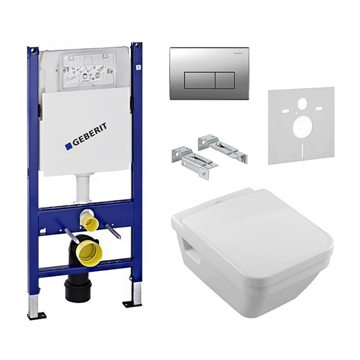 Комплект инсталляция с унитазом Geberit Duofix UP182 (458.178.21.1) + Villeroy&boch Architectura Soft Close DirectFlush (5685HR01) фото