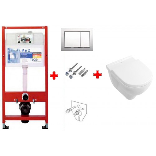 Комплект инсталляции TECE 4в1 + унитаз Villeroy&Boch O.Novo DirectFlush + сиденье Soft Close (9400006+5660HR01N) фото