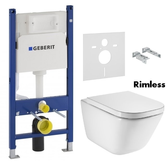 Комплект инсталляция для унитаза Geberit Duofix + унитаз Roca Gap Rimless + сидение Soft Close (A34H47C000+458.126.00.1) фото