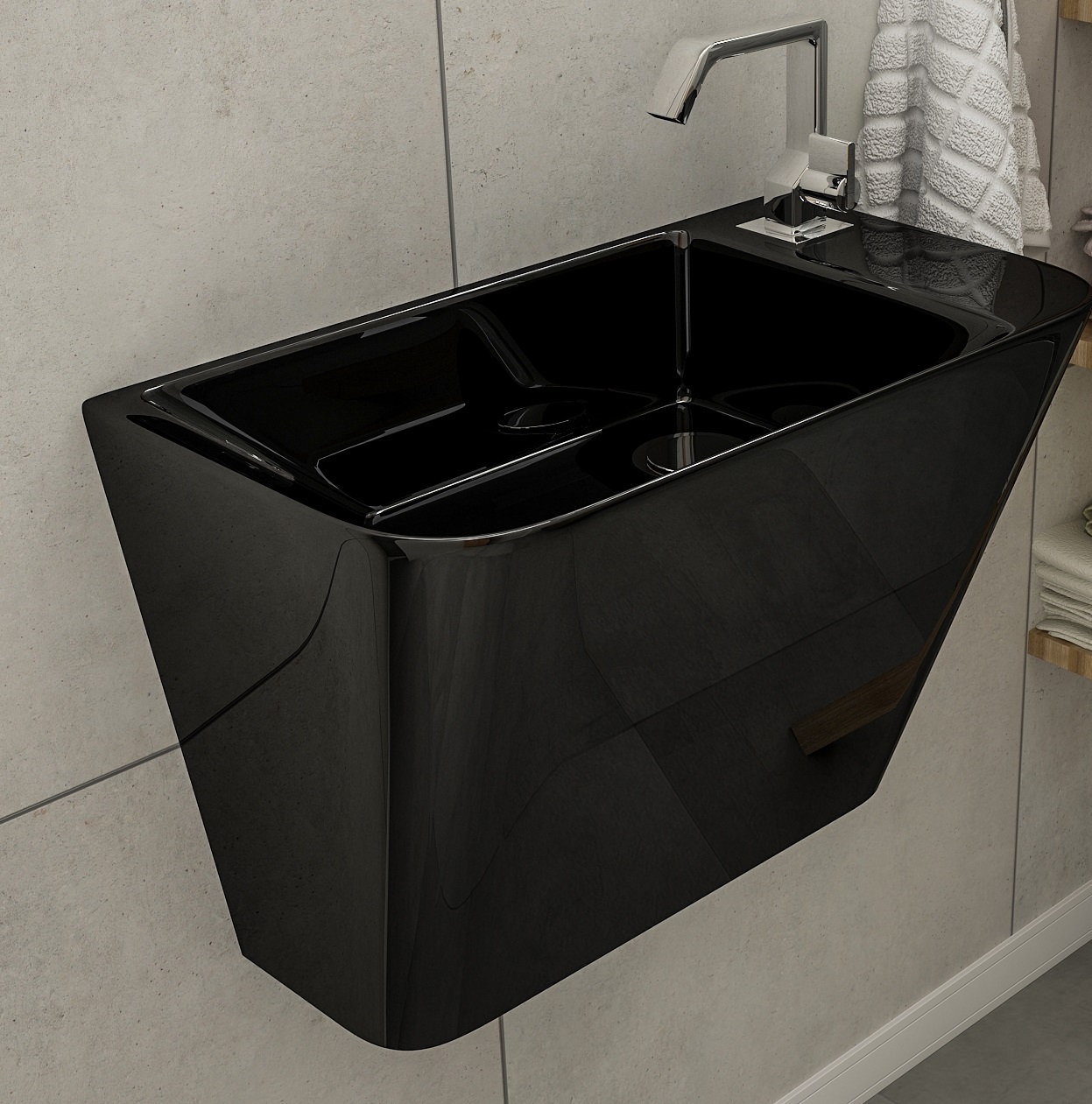 Умывальник Volle Teo 50х28 подвесной, без перелива black (13-88-601black) фото