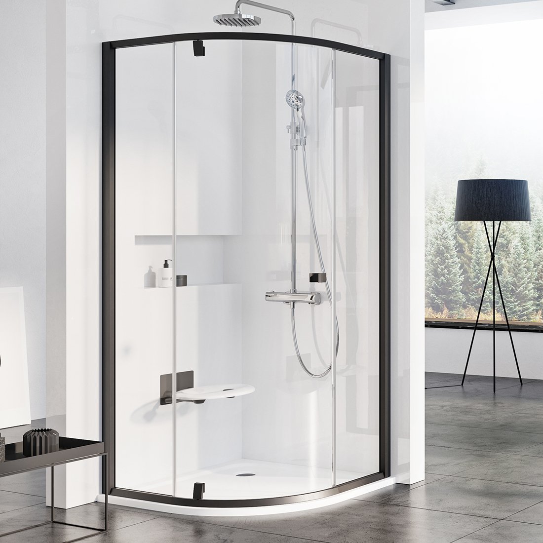 Душевая кабина Ravak Pivot PSKK3-100 черный transparent фото