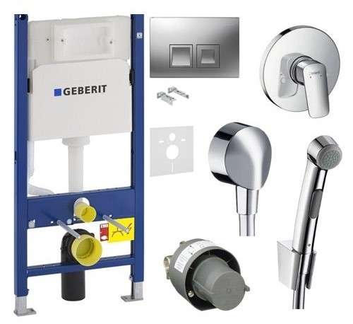 Набор инсталляция для унитаза Geberit 458.126.00.1+гигиенический набор Hansgrohe (G13546HG7) фото