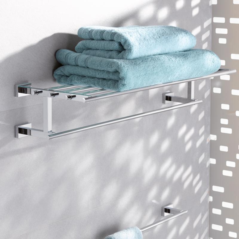 Полка для ванной Grohe Essentials Cube с держателем для полотенца  (40512001) фото