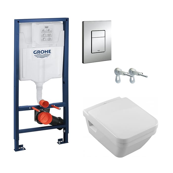 Комплект инсталляция с унитазом Grohe Rapid SL (38772001) + Villeroy&boch Architectura Soft Close DirectFlush (5685HR01) фото