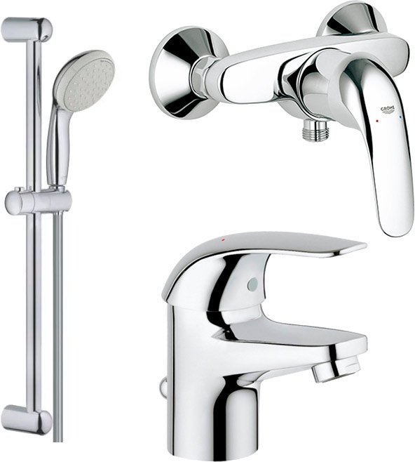 Набор смесителей 3 в 1 Grohe Euroeco для душа (123232S) фото