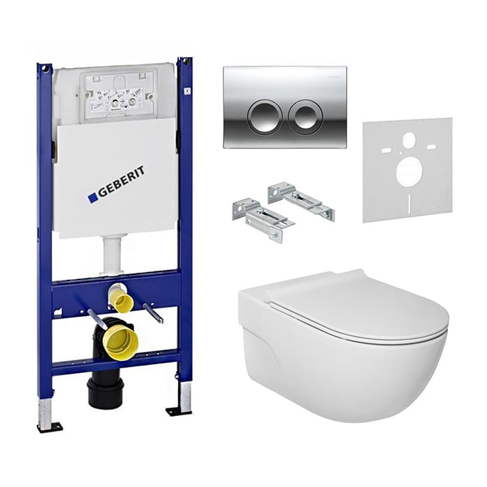 Комплект инсталляция с унитазом Geberit Duofix UP182 (458.161.21.1) + Roca Meridian Clean Rim Soft Close (A34H240000) фото