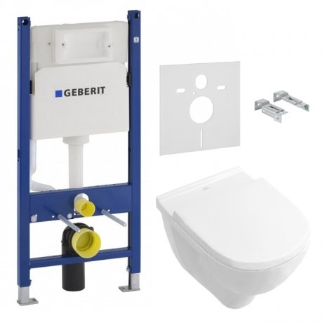 Комплект инсталляция для унитаза Geberit Duofix + унитаз Villeroy&Boch O.Novo DirectFlush + сидение Soft Close (5660HR01+458.126.00.1) фото