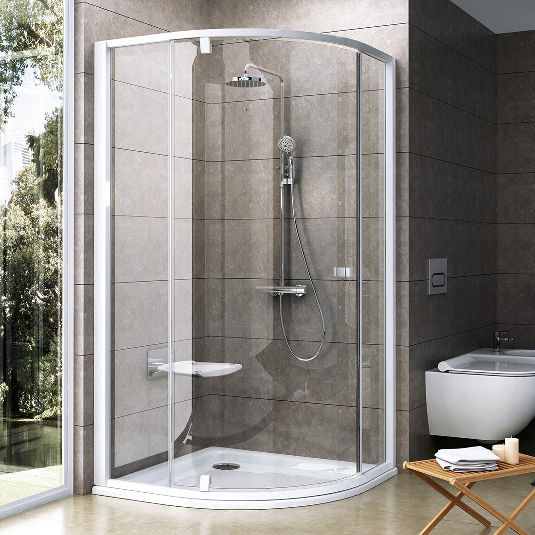 Душевой уголок Ravak Pivot 90 см PSKK3-90 белый+transparent фото