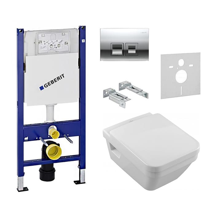 Комплект инсталляция с унитазом Geberit Duofix UP182 (458.168.21.1) + Villeroy&boch Architectura Soft Close DirectFlush (5685HR01) фото