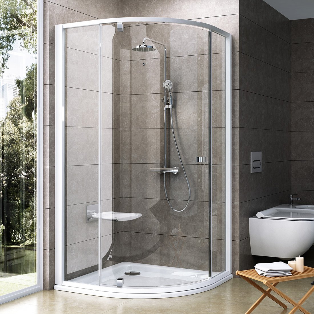 Душевой уголок Ravak Pivot 90 см PSKK3-90 белый+transparent фото