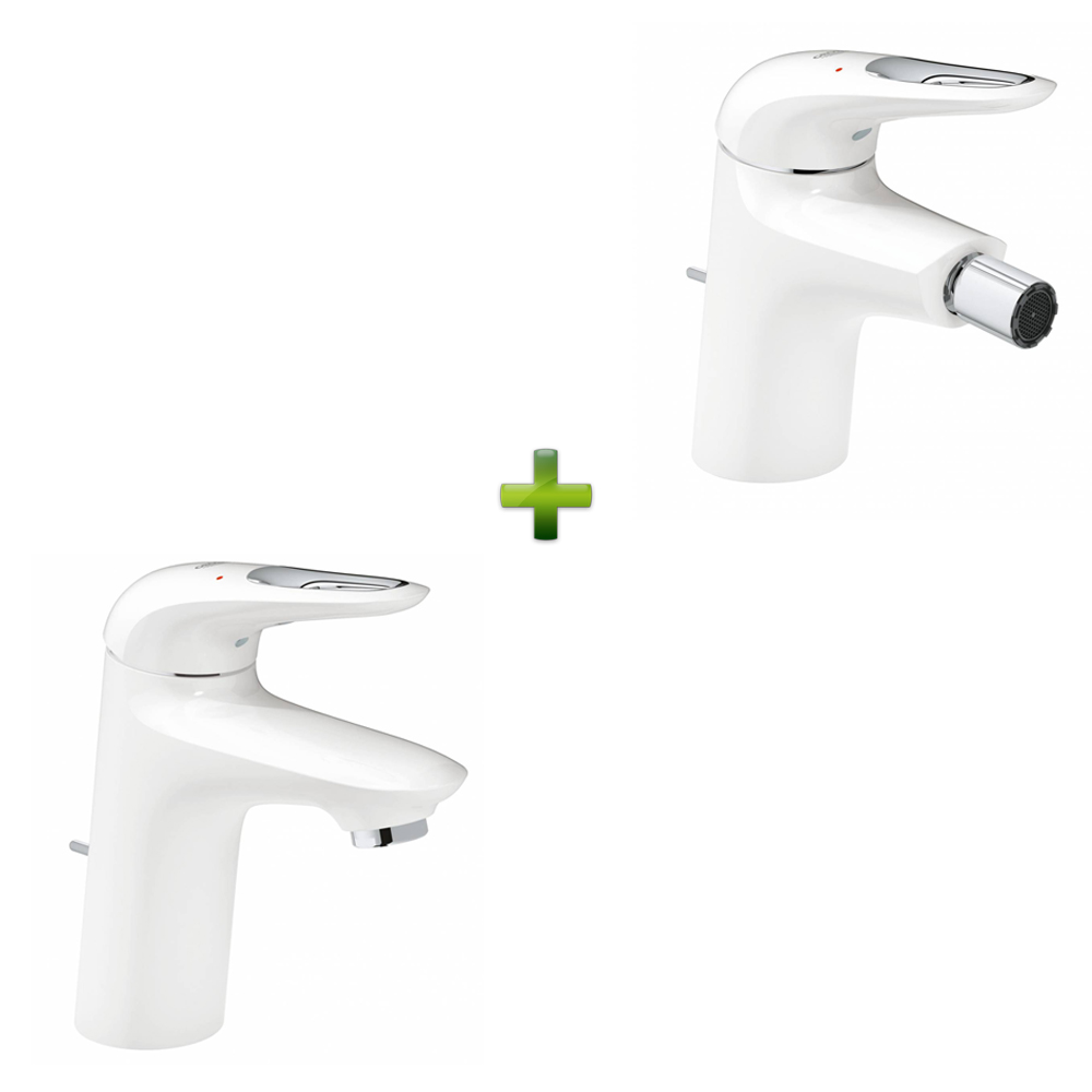 Смеситель для биде Grohe Eurostyle New белый + Смеситель для умывальника Grohe Eurostyle New белый фото