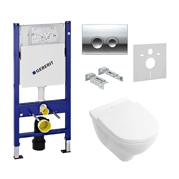 Комплект инсталляция с унитазом Geberit Duofix UP182 (458.161.21.1) + Villeroy&boch O.novo Soft Close DirectFlush (5660HR01) фото