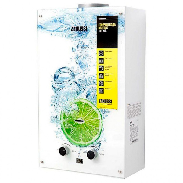 Газовый проточный водонагреватель Zanussi GWH 10 Fonte Glass Lime фото