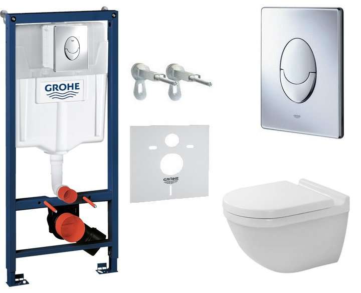 Набор инсталляция для унитаза Grohe Rapid SL с унитазом Duravit Starck 3 и сиденьем Soft-Close (38722225) фото
