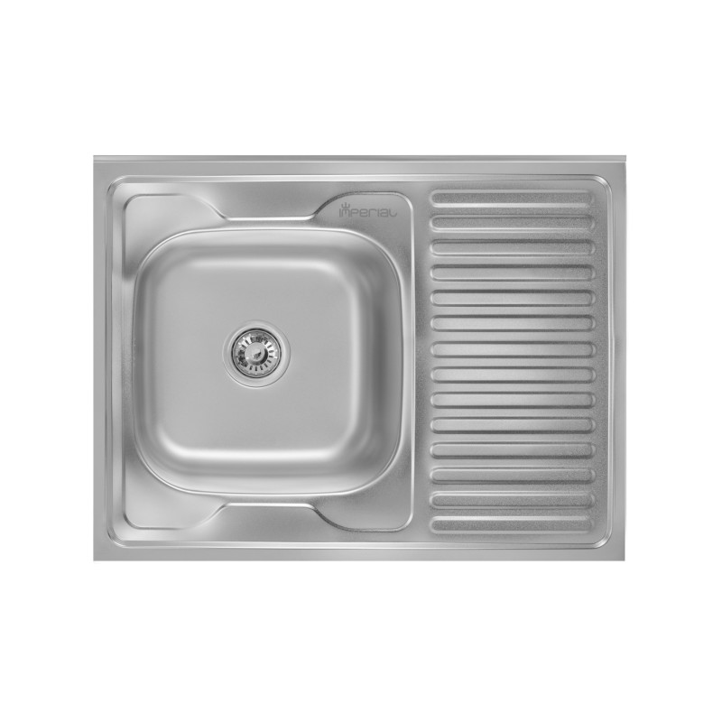 Кухонная нержавеющая мойка одночашевая накладная Imperial 5080-L Decor 08 (IMP5080LDEC) фото