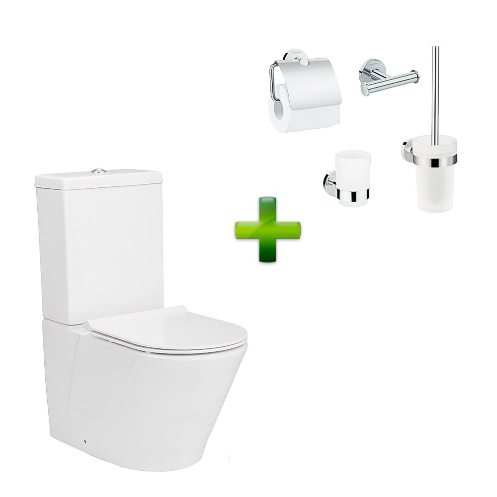 Унитаз-компакт Volle Nemo Rimless + Набор аксессуаров для ванной Hansgrohe Logis фото