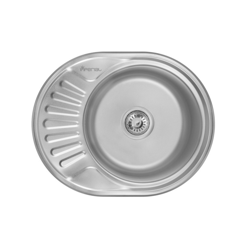 Кухонная мойка нержавейка овальная с крылом Imperial 5745 Decor 08 (IMP5745DEC) фото
