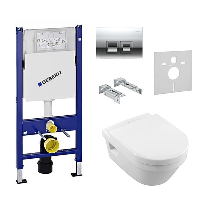 Комплект инсталляция с унитазом Geberit Duofix UP182 (458.168.21.1) + Villeroy&boch Omnia Architectura Soft Close DirectFlush (5684HR01) фото