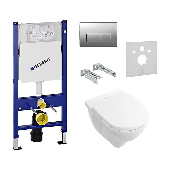 Комплект инсталляция с унитазом Geberit Duofix UP182 (458.178.21.1) + Villeroy&boch O.novo Soft Close DirectFlush (5660HR01) фото