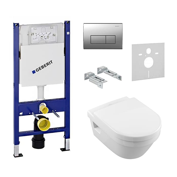 Комплект инсталляция с унитазом Geberit Duofix UP182 (458.178.21.1) + Villeroy&boch Omnia Architectura Soft Close DirectFlush (5684HR01) фото