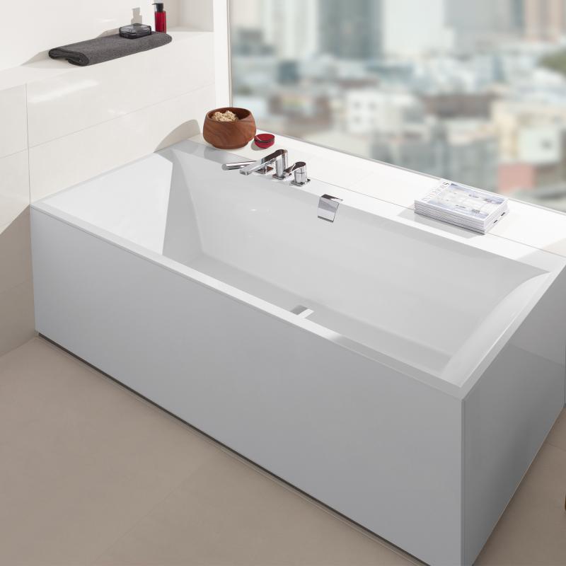 Ванна акриловая Villeroy&Boch Squaro Edge 12 170х75 прямоугольная + ножки + перелив (UBQ170SQE2DV- фото