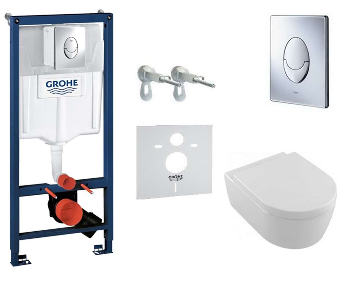 Набор инсталляция для унитаза Grohe Rapid SL с унитазом Villeroy&Boch Avento Direct Flush и сиденьем Soft-Close (387256HR) фото