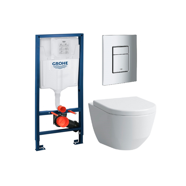 Набор инсталляция для унитаза Grohe Rapid SL + унитаз Laufen Pro Rimless + сиденье Soft Close (H820966+H896951+38772001) фото