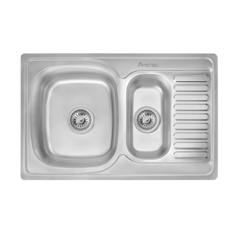 Кухонная нержавеющая мойка полуторочашевая с крылом Imperial 7850 Decor 08 (IMP7850DECD) фото