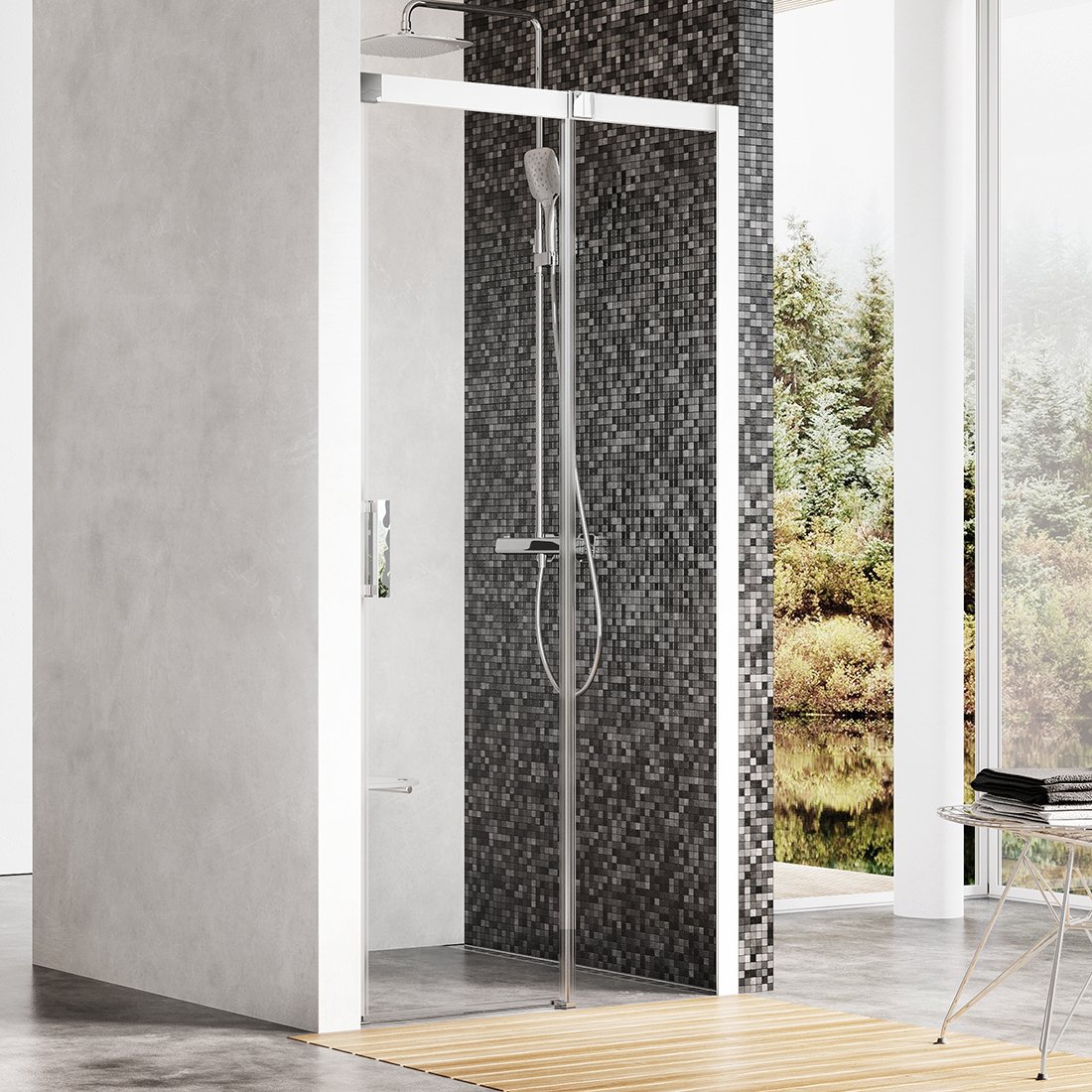 Душевые двери Ravak Matrix 110 см MSD2-110 R белый transparent фото