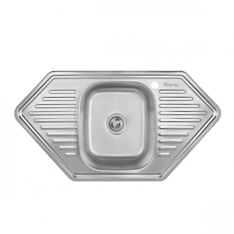 Кухонная угловая нержавеющая мойка одночашевая Imperial 9550-D Decor 08 (IMP9550DDEC) фото