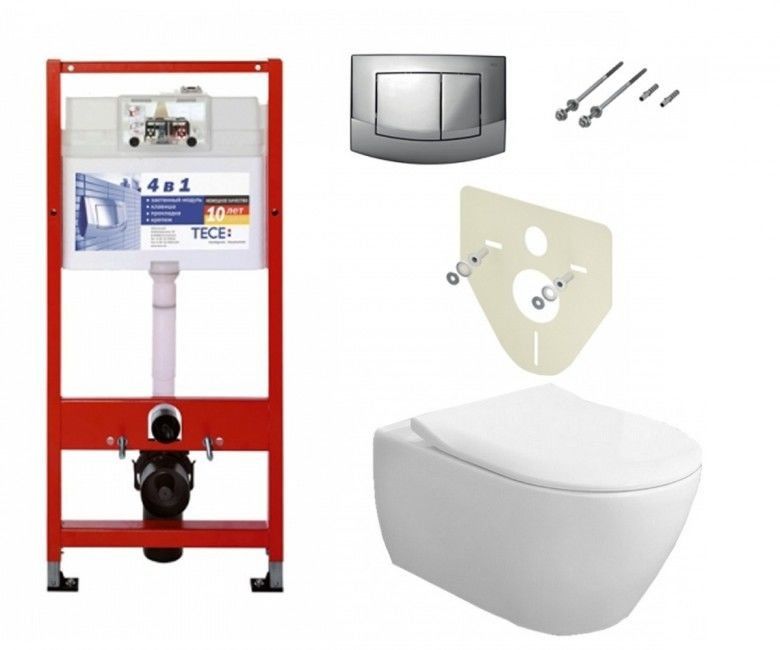 Комплект инсталляции TECE 4в1 + унитаз Villeroy&Boch Subway 2.0 + сиденье Soft Close (9400005+5614R001+9M78S101) фото