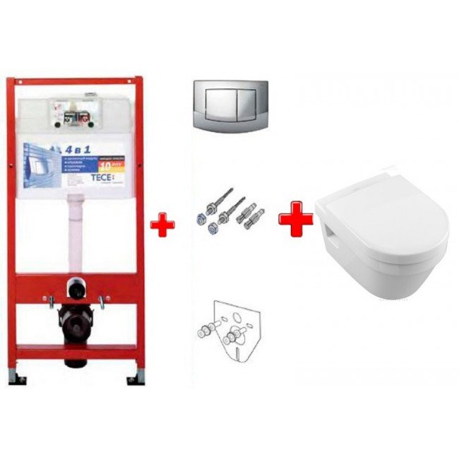 Комплект инсталляции TECE 4в1 + унитаз Villeroy&Boch Omnia Architectura DirectFlush + сиденье Soft Close (9400005+5684HR01N) фото