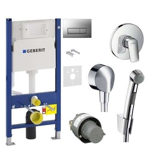 Набор инсталляция для унитаза Geberit 458.126.00.1+гигиенический набор Hansgrohe (G10546HG7) фото