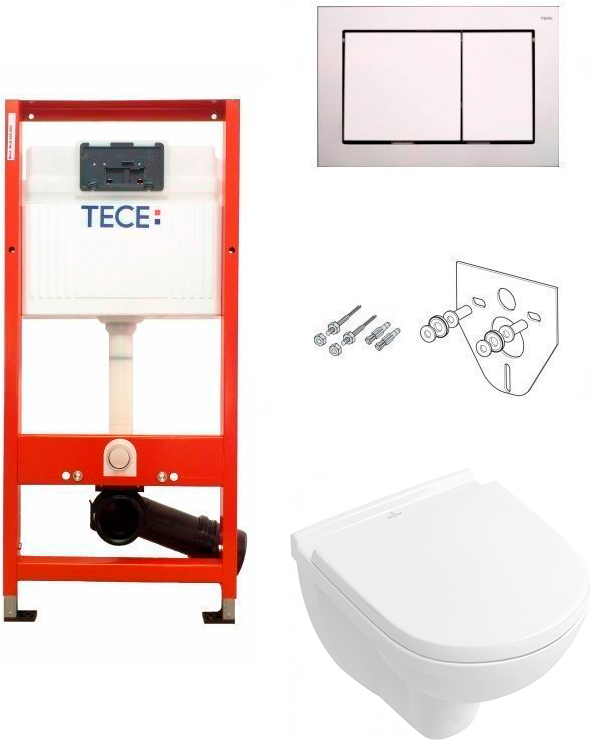 Комплект инсталляции TECE Base 4в1 9400006 + унитаз Villeroy&Boch O.Novo + сиденье Soft Close (9400006+5688HR01) фото