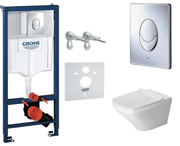 Набор инсталляция для унитаза Grohe Rapid SL с унитазом Duravit Durastyle Rimless и сиденьем Soft-Close (3877255R) фото