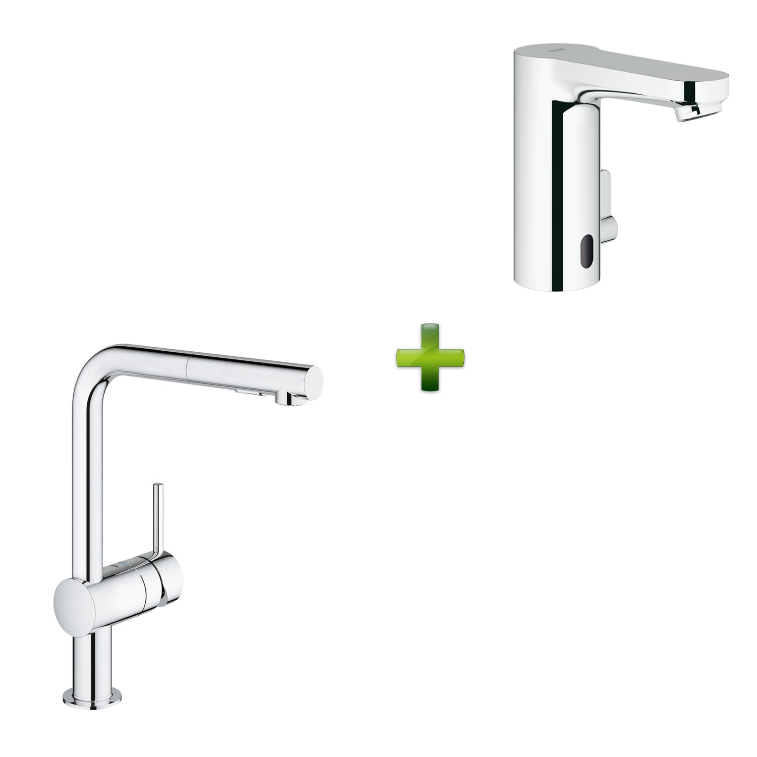 Смеситель для умывальника Grohe Eurosmart Cosmopolitan E + Смеситель кухонный Grohe Minta фото