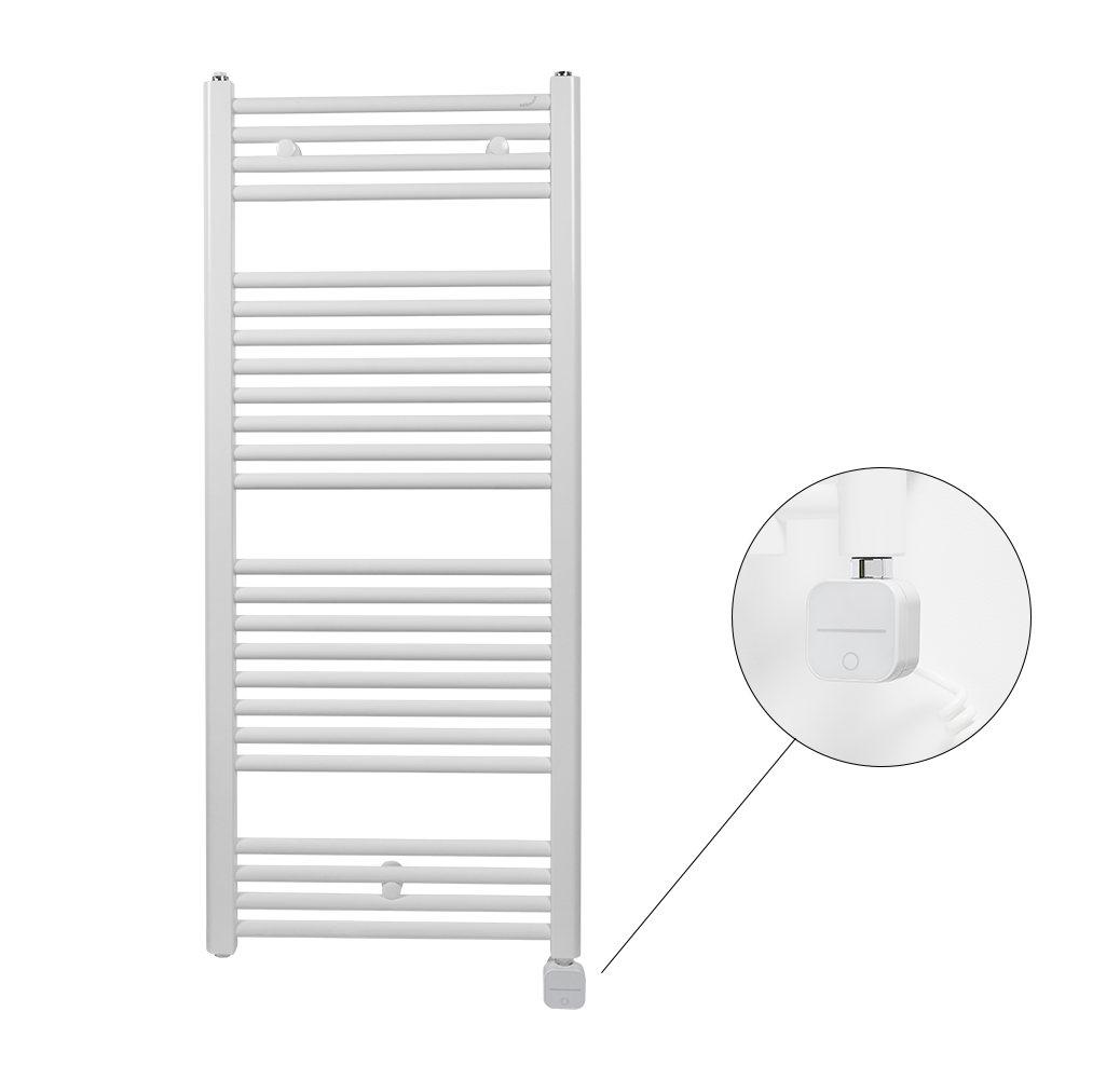 Полотенцесушитель Zehnder Virando электрический с тэном NEX с проводом (AB-120-060-9016-NEX-SC) фото