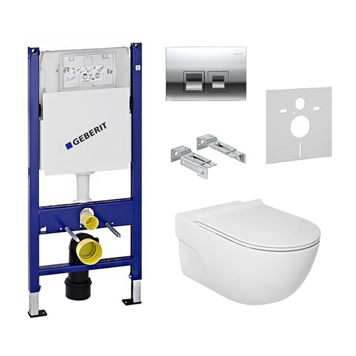 Комплект инсталляция с унитазом Geberit Duofix UP182 (458.168.21.1) + Roca Meridian Clean Rim Soft Close (A34H240000) фото