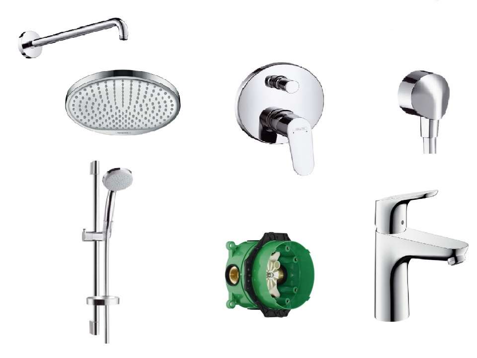 Набор смесителей Hansgrohe Focus E2 31945000+01800180+26464000+27413000+27454000+26692400 (31945111) фото