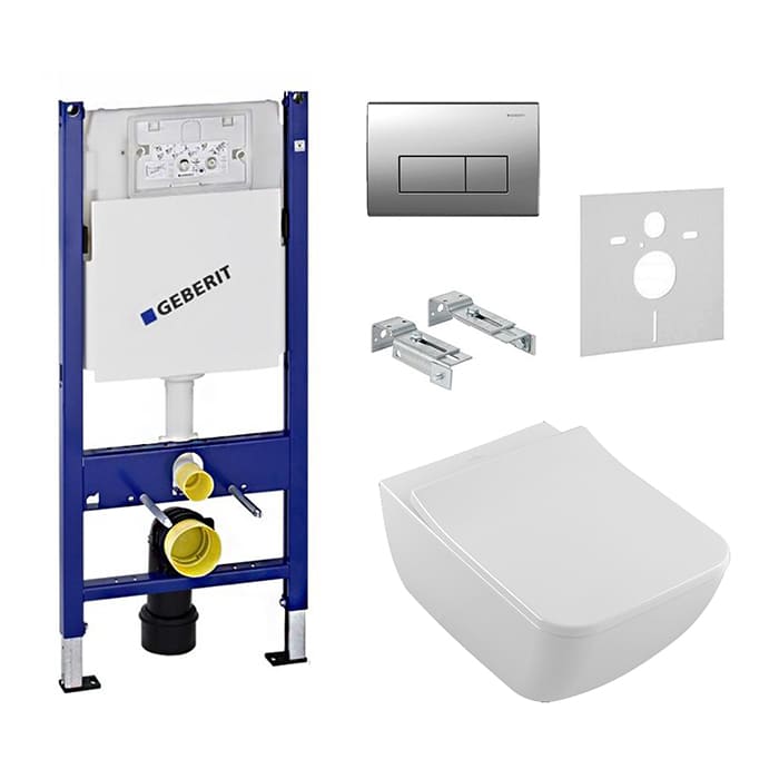 Комплект инсталляция с унитазом Geberit Duofix UP182 (458.178.21.1) + Villeroy&boch Legato Soft Close Slim DirectFlush (5663RS01) фото