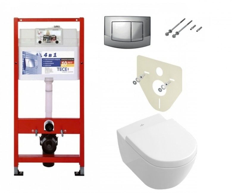 Комплект инсталляции TECE 4в1 + унитаз Villeroy&Boch Subway 2.0 + сиденье Soft Close (9400005+5614R001+9M68S101) фото