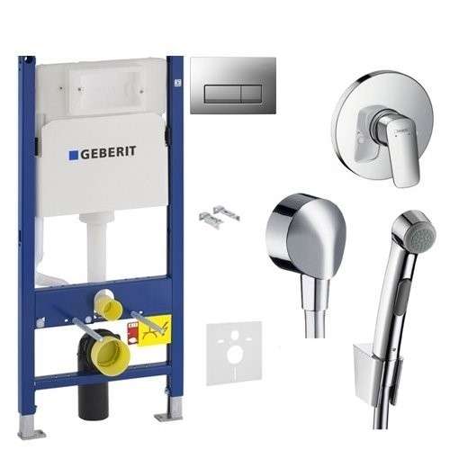 Набор инсталляция для унитаза Geberit 458.126.00.1+гигиенический набор Hansgrohe (G12546HG7) фото